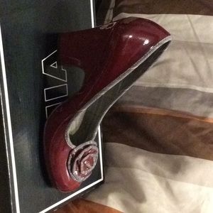 Ladies red high heeled shoes